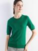 Women's Wool Knit Round Neck Short Sleeve Pullover Top