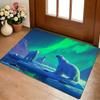 Polar Bear With Northern Lights Floor Mat Cozy Flannel Soft Thick Non-Slip Mat For Living Room Bedroom Kitchen Decor Rugs