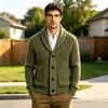Cardigan a coste da uomo con scialle, monopetto, maglione spesso a maniche lunghe