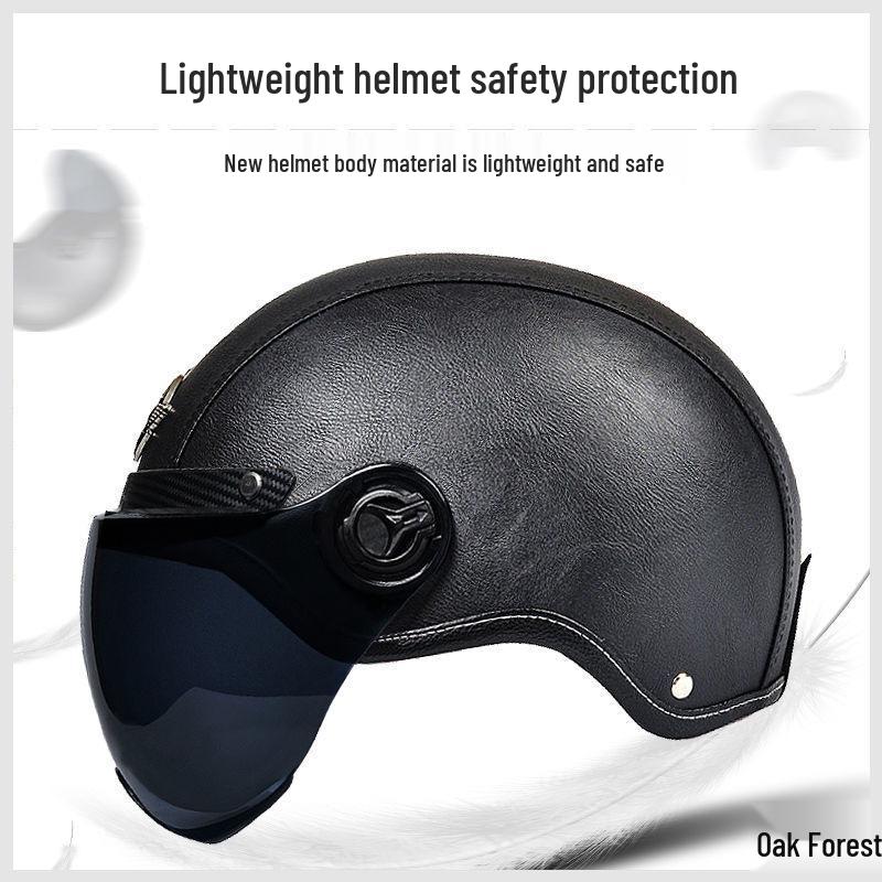 Men's & Women's Retro Electric Motorcycle Helmet - Universal Four-Season Half Helmet