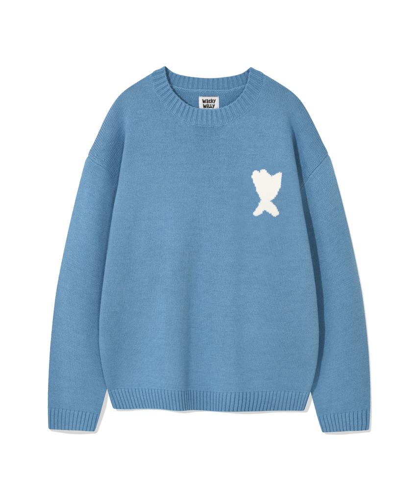 WACKY WILLY One-Point Pullover Knit Blue