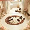 Shaped Lying Siamese Cat Floor Mat Thin‑Pile 3D Visual Effect Non‑Slip Rug For Bedroom Living Room Animal Home Decor