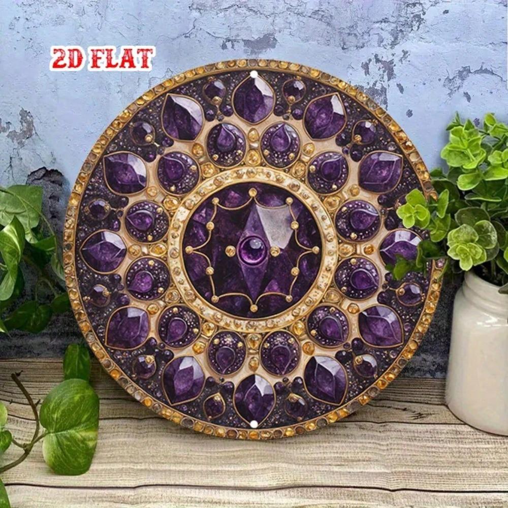 Vintage Purple Gem Round Metal Sign 7.8 Inch Retro Bar Cafe Garage Wall Decor Exhibition Art