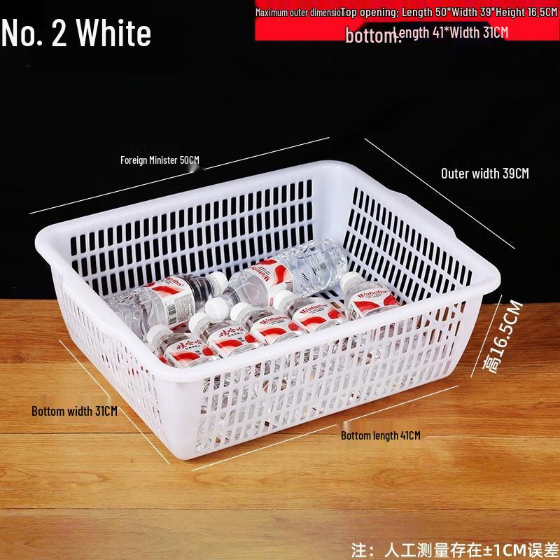 Large White Plastic Rectangular Kitchen Basket for Draining, Washing, and Storage