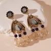 Inlaid Rhinestones French Waterdrop Earrings Imitation Pearl Long Tassels Dangle Earrings  Women