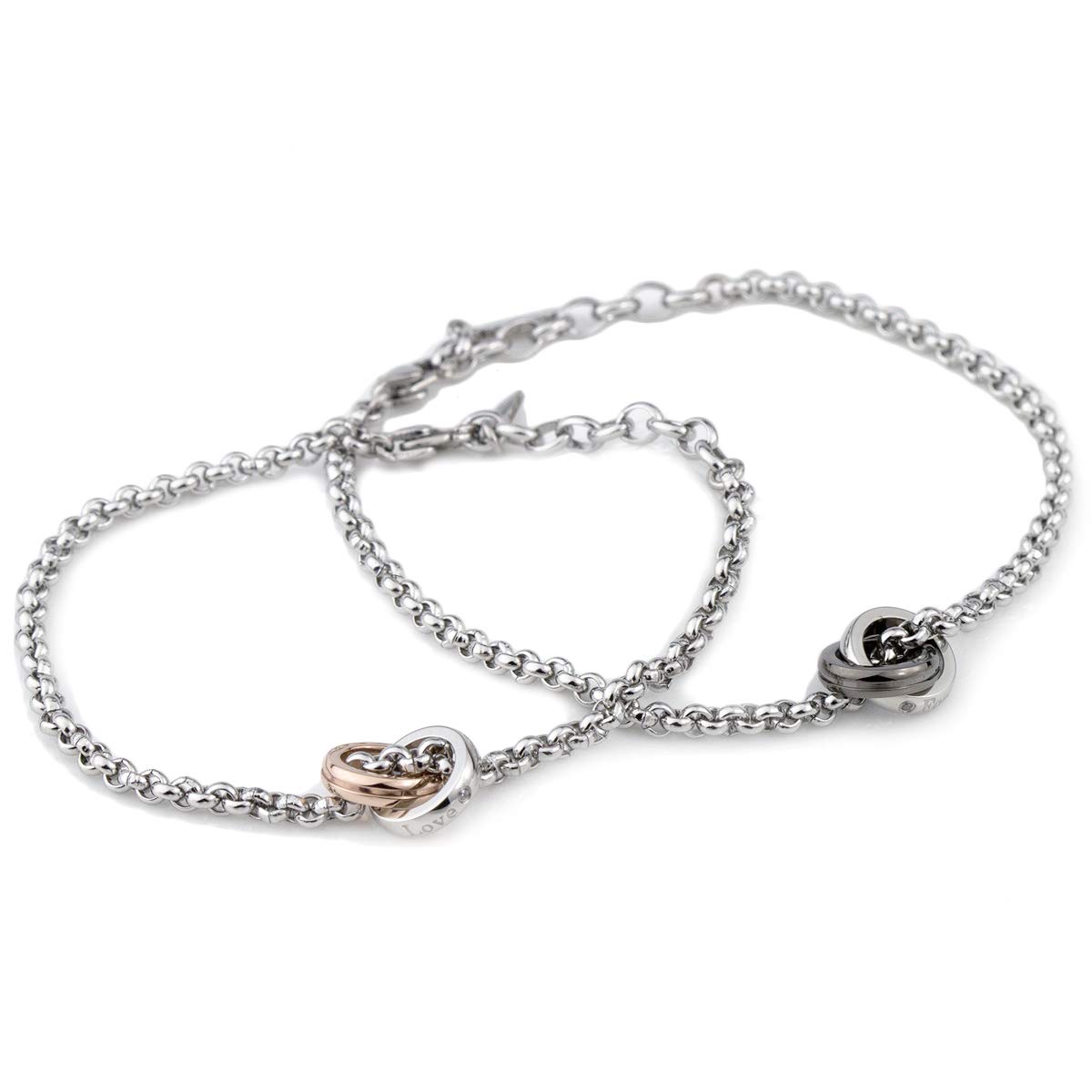 

Pair Bracelet Cubic Zirconia Surgical Stainless Steel Close to me and Pair Set of 2 (316L) SBR11-009/SBR11-010 Men s Women s срібний