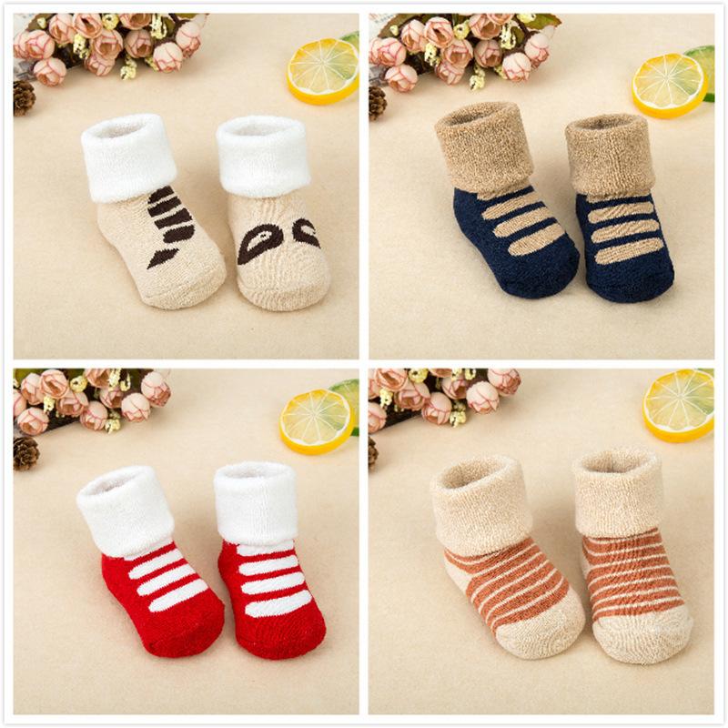 21 Color Baby Socks Boy Girl Winter Cute Bear Puppy Newborn Kids Children Infant Toddler Terry Warm Slipper Striped Star Dot