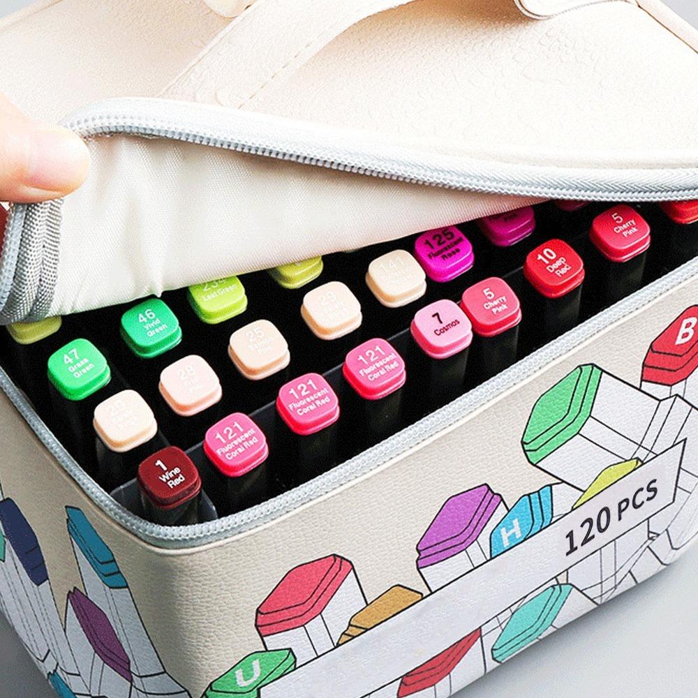 120 Fächer PU-Leder Stifteetui Tragbarer Organizer Farbstift Tasche Kunstbedarf Aufbewahrung