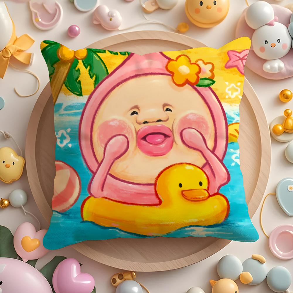 K-Kobito Zukan Peach Cushion Cover Home & Car Multi-Scene Pillow Cover - Reversible, Soft & Durable for Daily Use 30cmx30cm