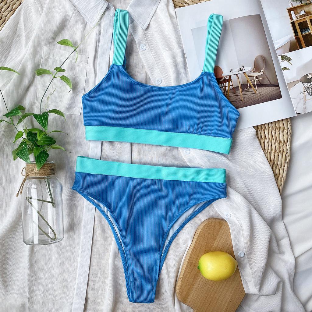 Set Bikini imbottito push-up da donna Costume da bagno a vita alta due pezzi