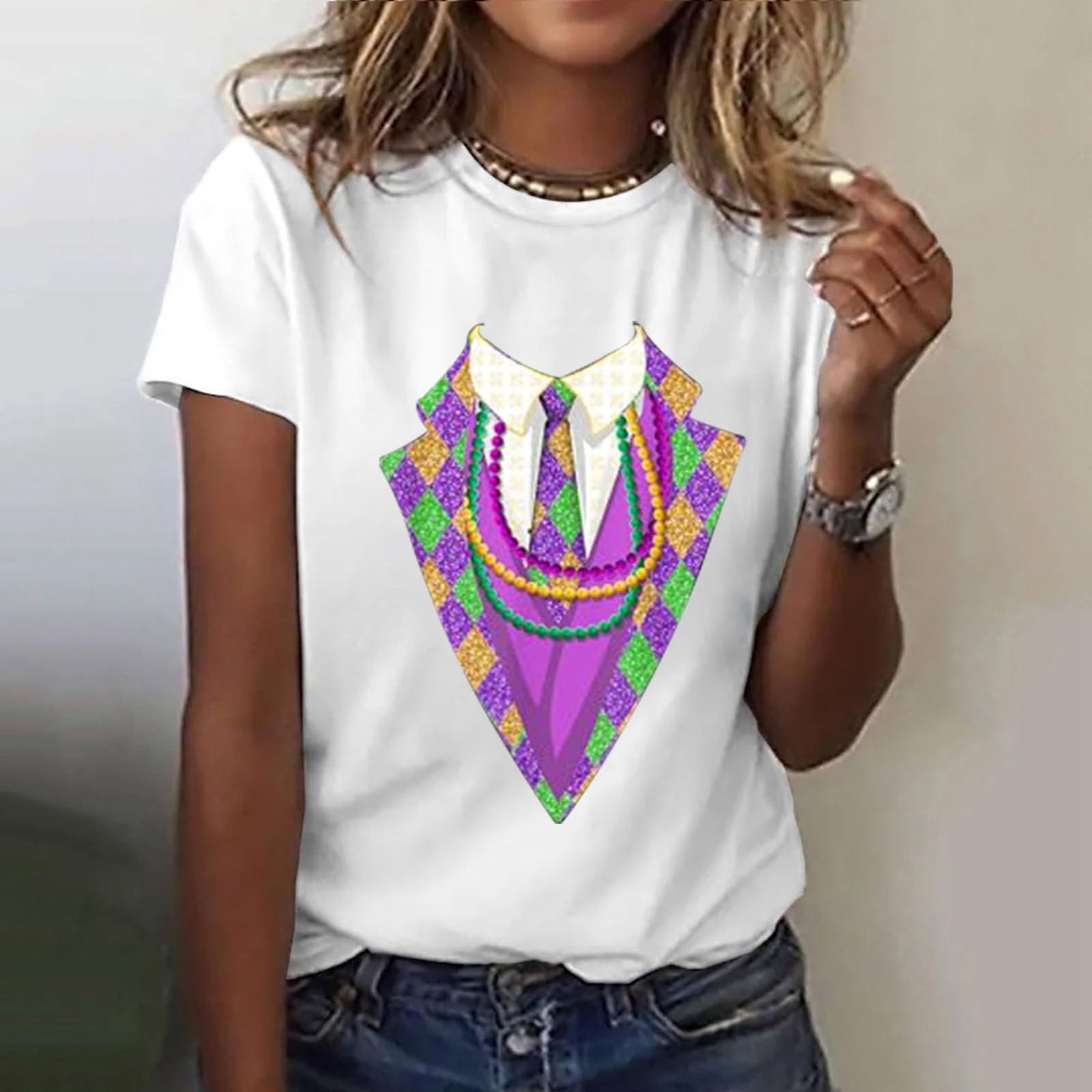 

Summer Round Neck 3D Print Top Fashionable Casual Colorful Short Sleeved Women s T-shirts XS