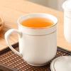 Jieyajie Ceramic Tea Cups with Lids (350ml), Ceramic Office Cups, Set of 6, Noble Cups