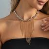 SHIXIN Vintage Elegant Irregular CCB Beaded Tassels Necklace Women Fashion Clavicle Chain Wedding Party Jewelry Accessories Gift