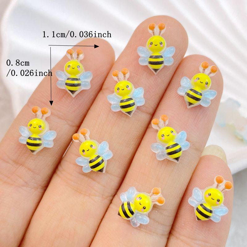 50Pcs New Cute Resin Cartoon Mini Bee Series Flat Back Parts Embellishments For Hair Bows Accessories