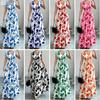 Dresses Spring And Summer Explosion V-neck Print Waist Dresses