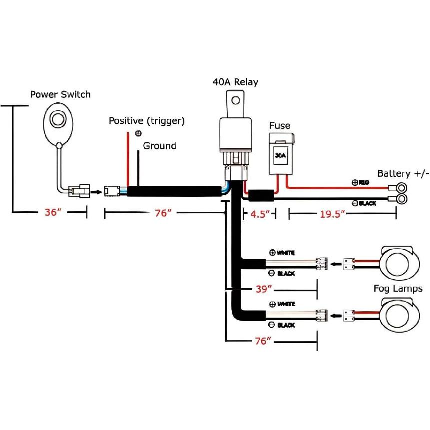H11/H8 Relay Harness Wire Kit with LED Light ON/Off Switch Compatible with