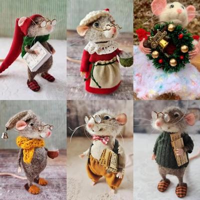 Mouse Doll Christmas Needle Felted Mouse Needle Felted Craft Decorations Cute Needle Felted Mouse Handmade Material Package