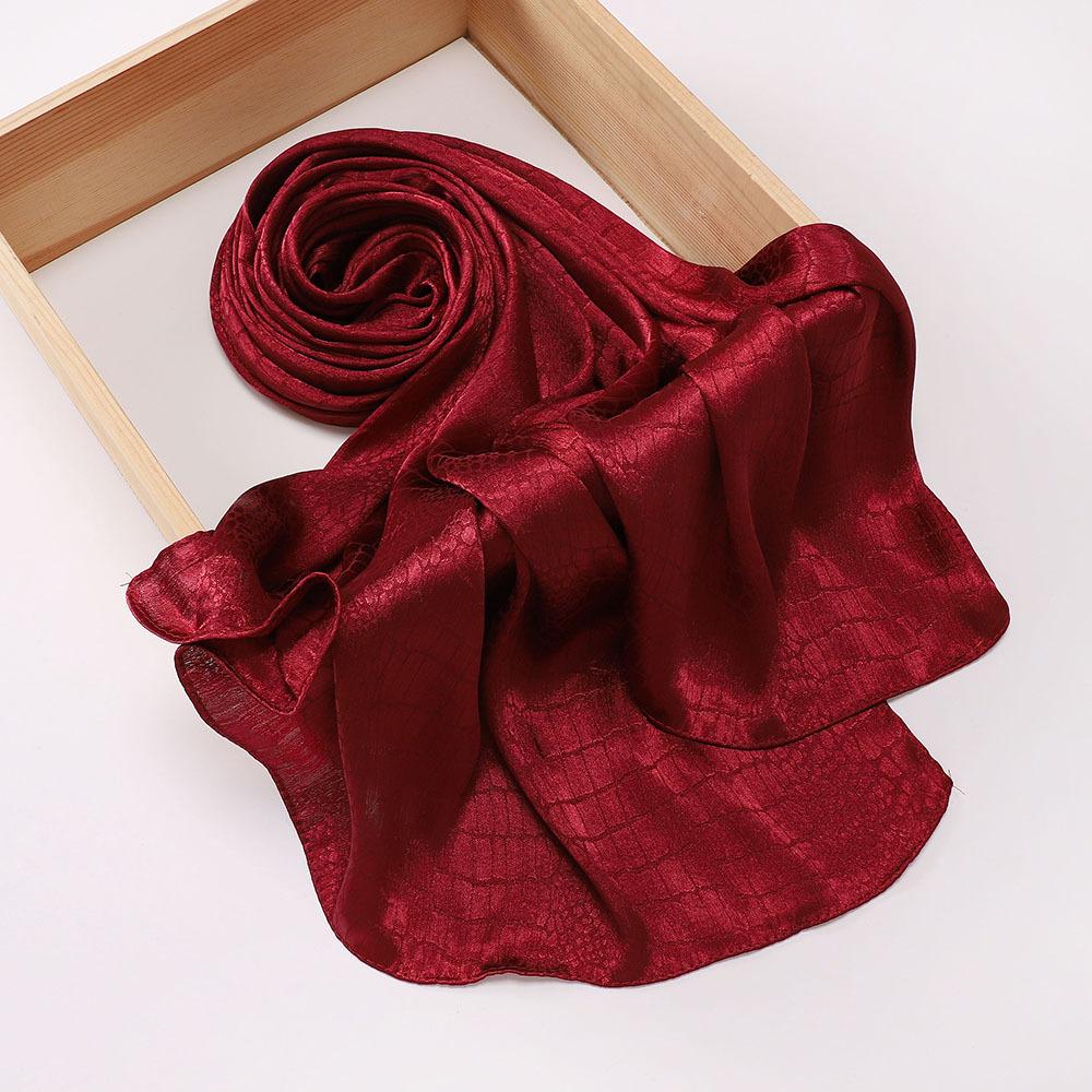 70*170CM Malaysia New Simulation Silk Silk Satin Jacquard Crocodile Pattern Long Scarf Women Shawl Wrap Head Cover