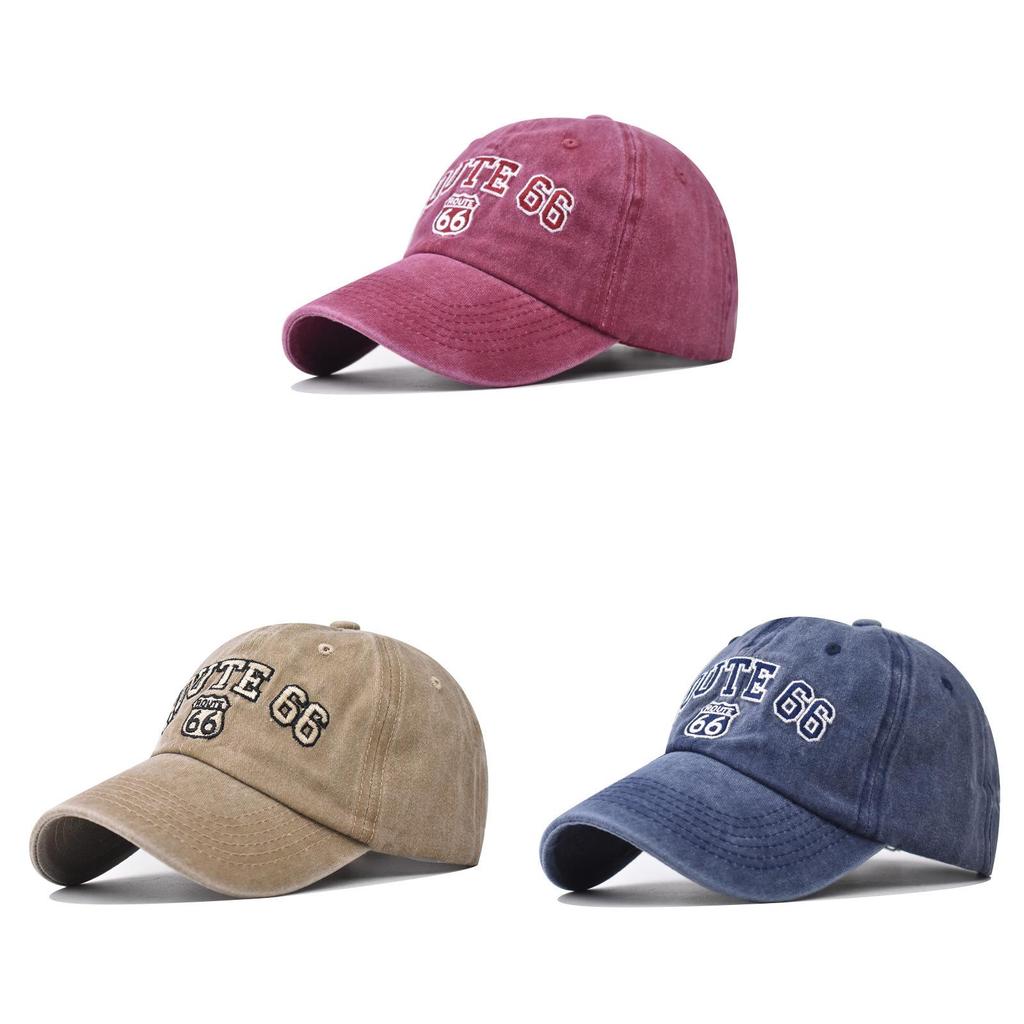 Pure Cotton 66 Baseball Cap Embroidered Water-washed Big Letter Cap European And American Duck Tongue Cap