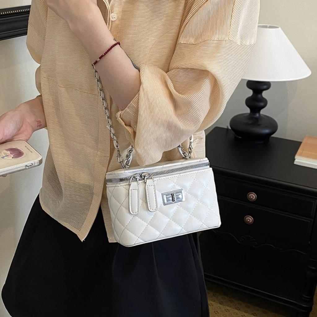 Crossbody Bag Women PU Quilted Chain Strap Daily Commute