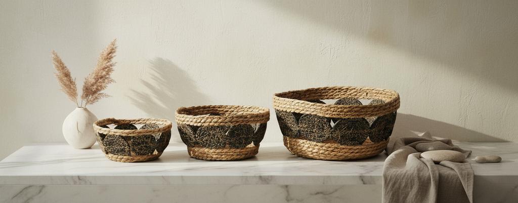 Bali Komplet 3 Koszy 30X30X15/27X27X13/21X21X9 Cm