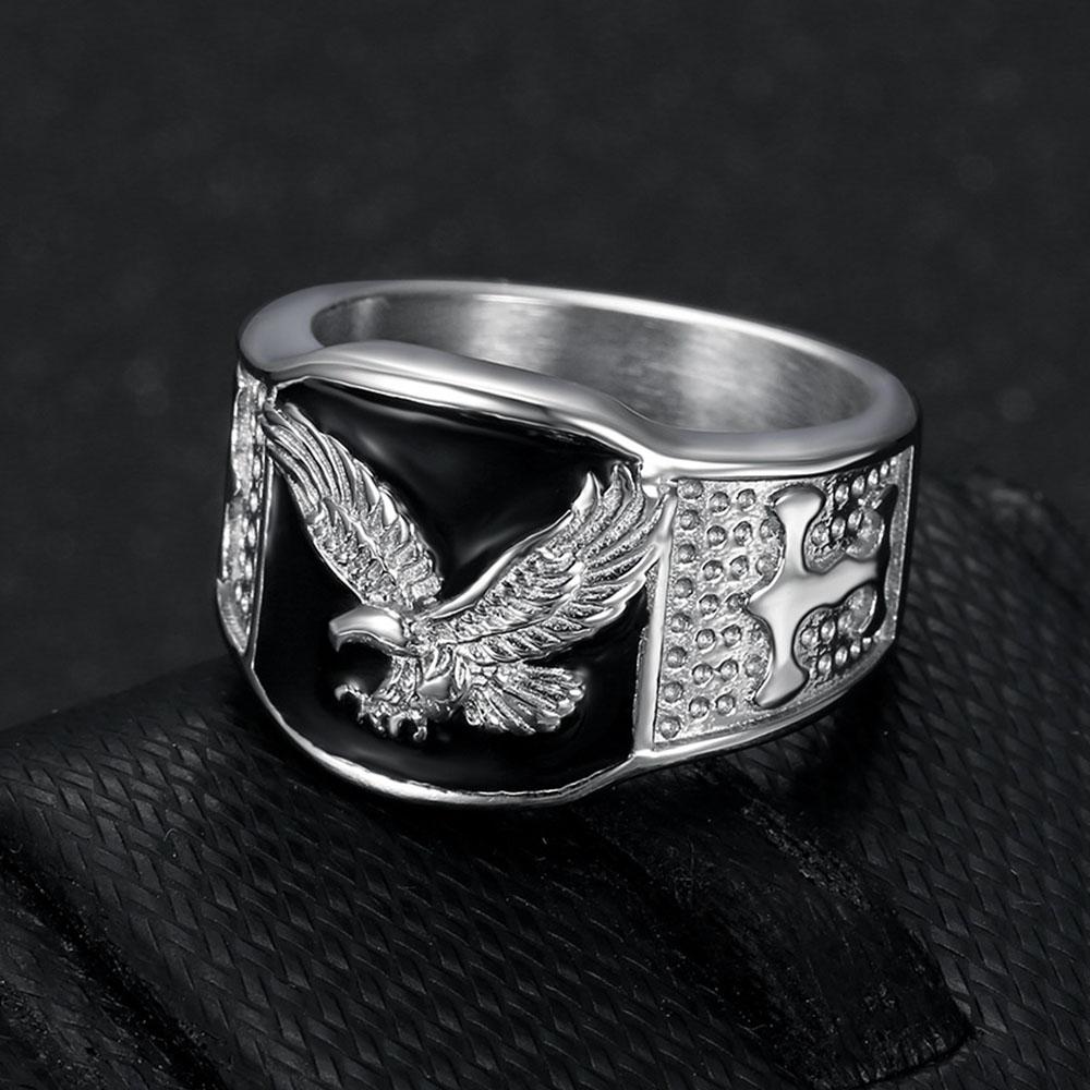 Domineering Gold Color Stainless Steel Eagle Rings for Men Classic Ring Hip Hop Rock Party Jewelry Gift