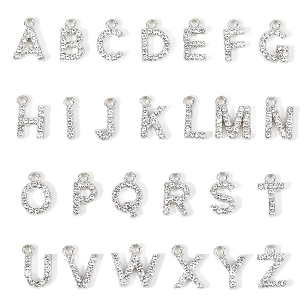 

26 шт. настоящих позолоченных стразы буквы шармы золотые алфавит шармы оптом золотой AZ слайд блестящий маленький металлический шарм серый