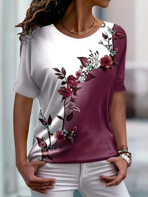 Women's Short Sleeve T-shirt, 3D Digital Printing, Beautiful Landscape Pattern, Round Neck Casual Short Sleeve