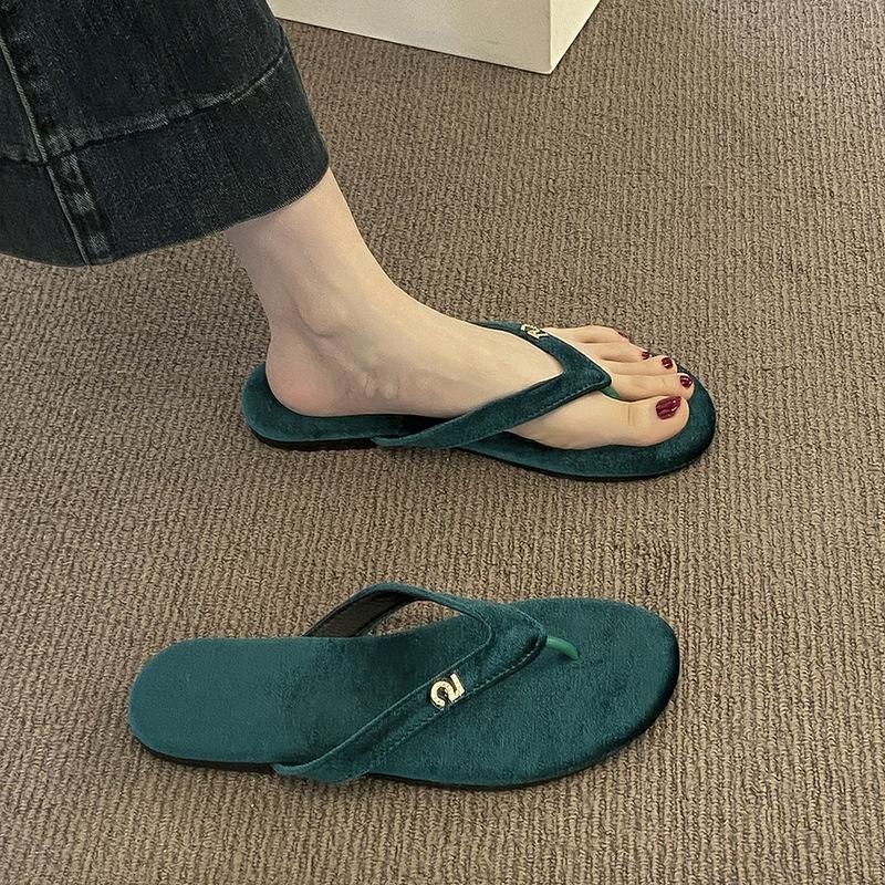 

Женские шлепанцы с плоской подошвой и открытым носком, верхняя одежда 2025 лето, бархатные шлепанцы, отпуск, пляж, сандалии со стразами 40