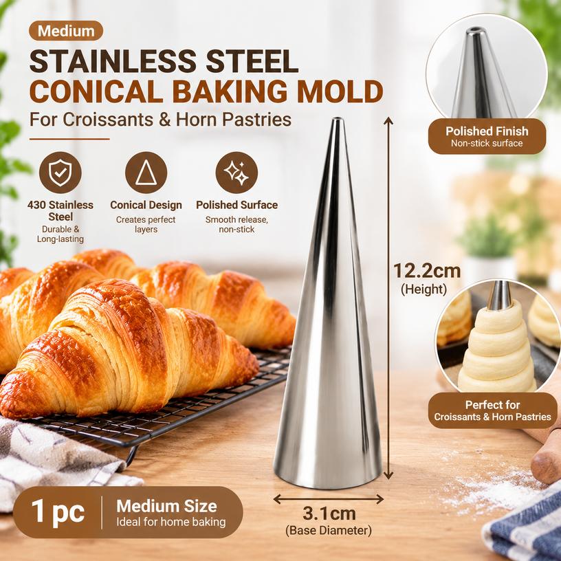 430 Stainless Steel Conical Baking Mold for Croissants and Danish Pastries