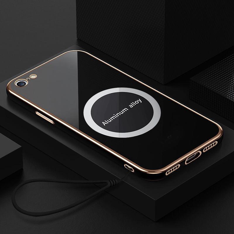 For iPhone 16e Case iPhone 16e Phone Case Magnetic Attraction Luxury Square Plating ShockProof Silicone Back Cover