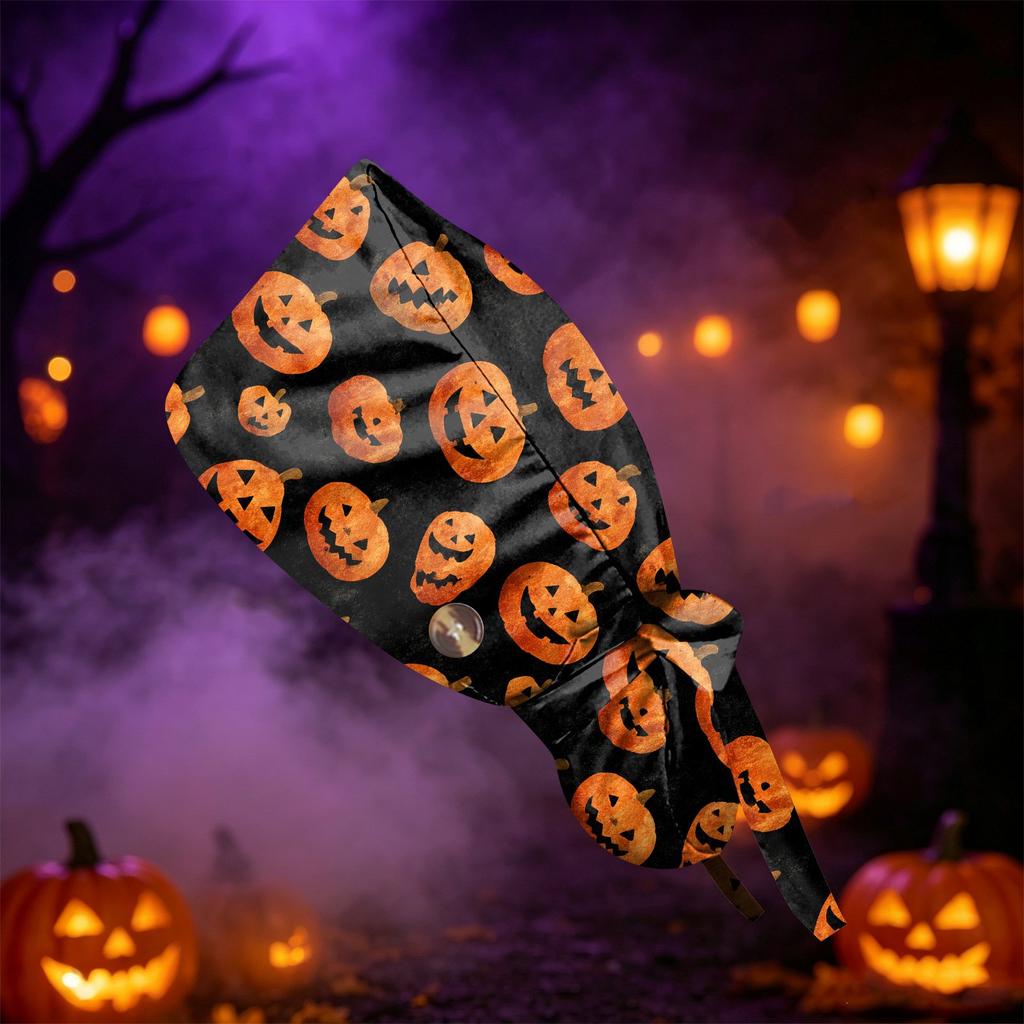 Women's Halloween Printed Ponytail, Fashion Work Hat With, Shower Wrap, Costume