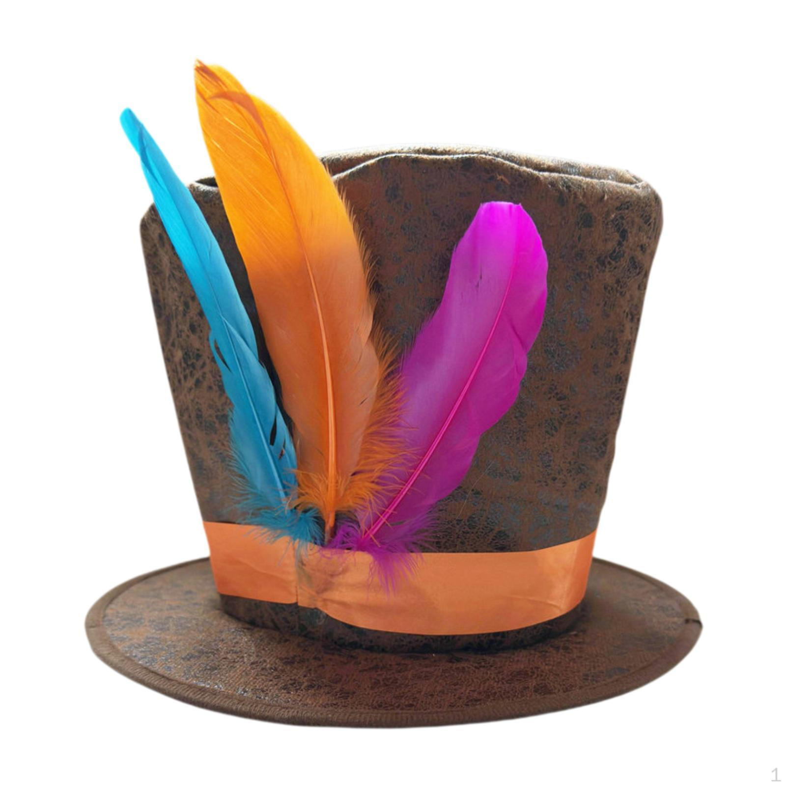 Magician Top Hat Costume Artificial Feather for Club Show Gentleman Fancy Dress