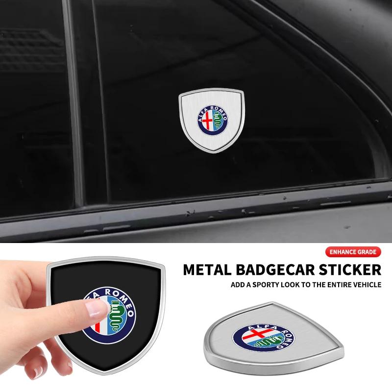 3D Metal Car Body Fender Emblem Shield Stickers Decor Auto Accessories For Alfa Romeo Sportiva Giulia Giulietta 159 156 Stelvio MV8