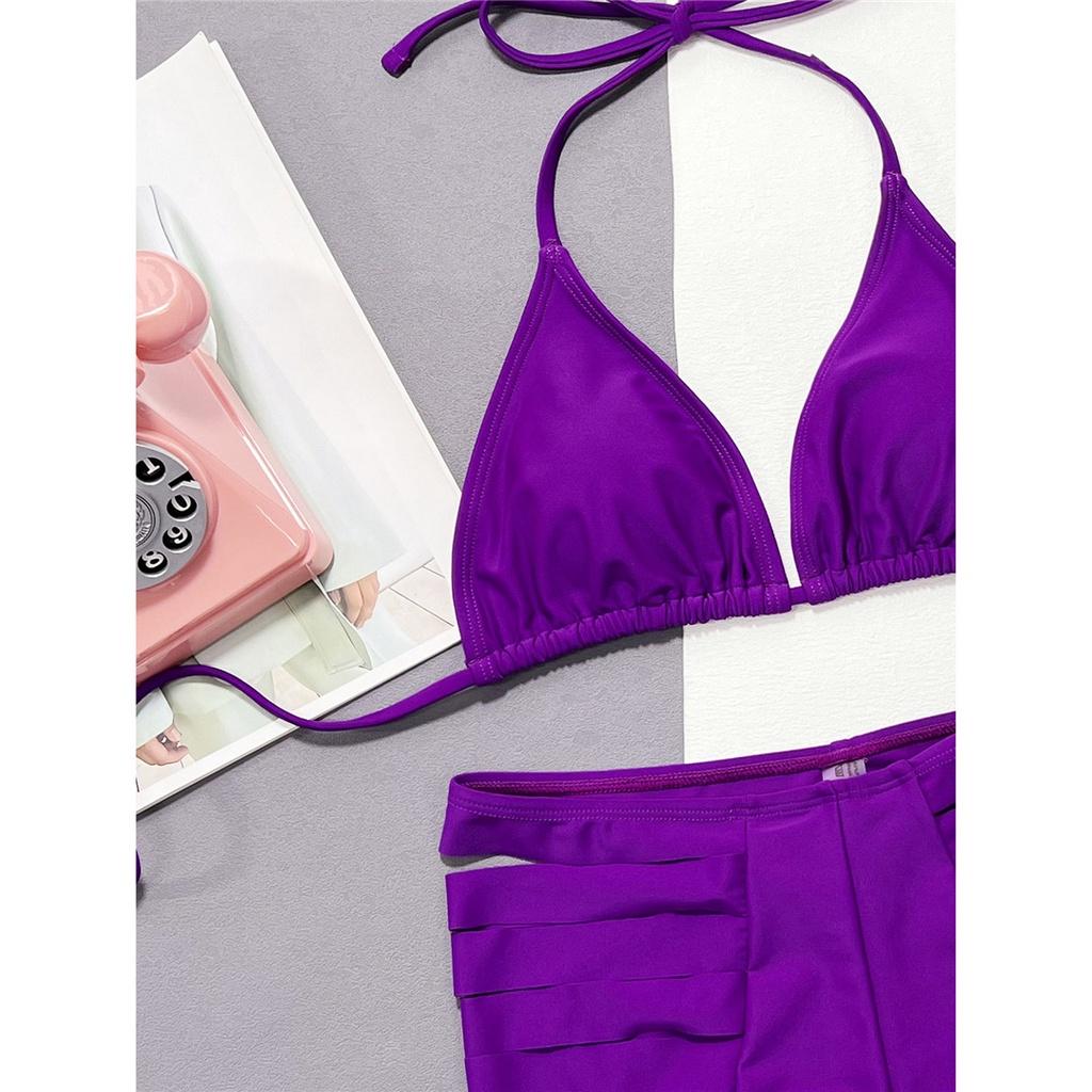 Halter Strappy Shorts Female Swimsuit High Waist Bikini Women Swimwear Two-pieces Bikini Set Bather Bathing Suit