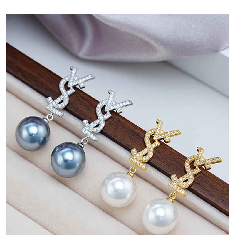 1 Paire Boucles d'Oreilles Perles Style Linéaire Chic Aiguille Argentée Élégant Tempérament Nœud Perle Bijoux Clous Pendantes Boucles d'Oreilles Perles