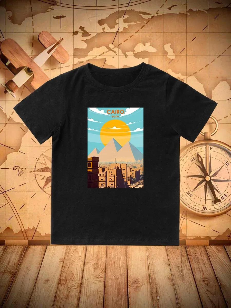 Round Neck Printed Pattern Pullover Short Sleeve Kids Tops Cairo Egypt 130