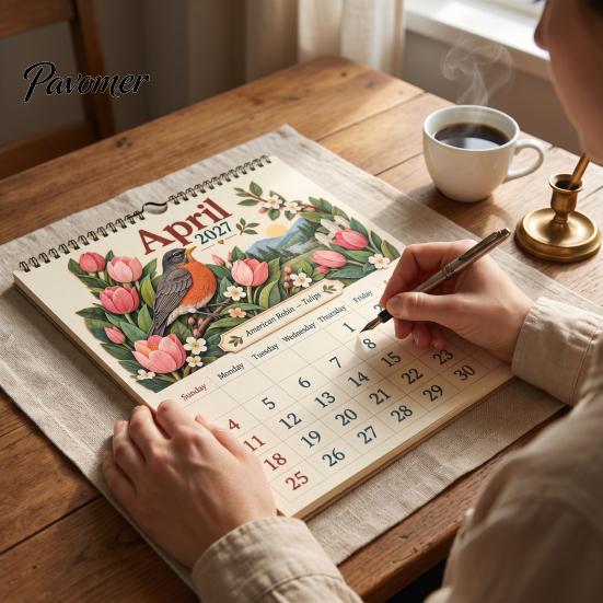 Minimalist Wall Decor 2027 Bird Calendar, Beautiful Birds & Nature Monthly Planner Professional Event Tracker with Coil Binding, Thick Art Paper
