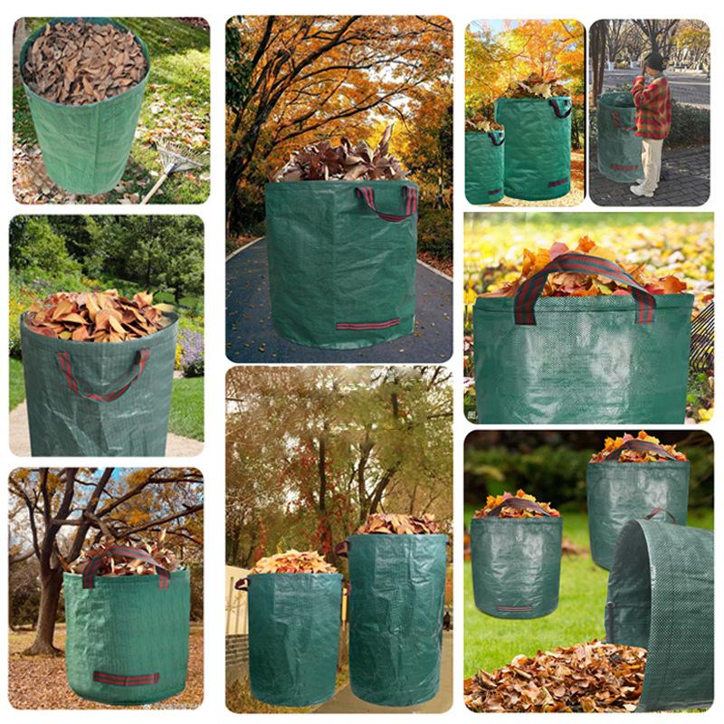 Worek na odpady ogrodowe 60L-500L Duża pojemność Worek ogrodowy Wielokrotnego użytku Wodoodporny Worek na liście Pojemnik do przechowywania i zbierania Do ogrodu Podwórka