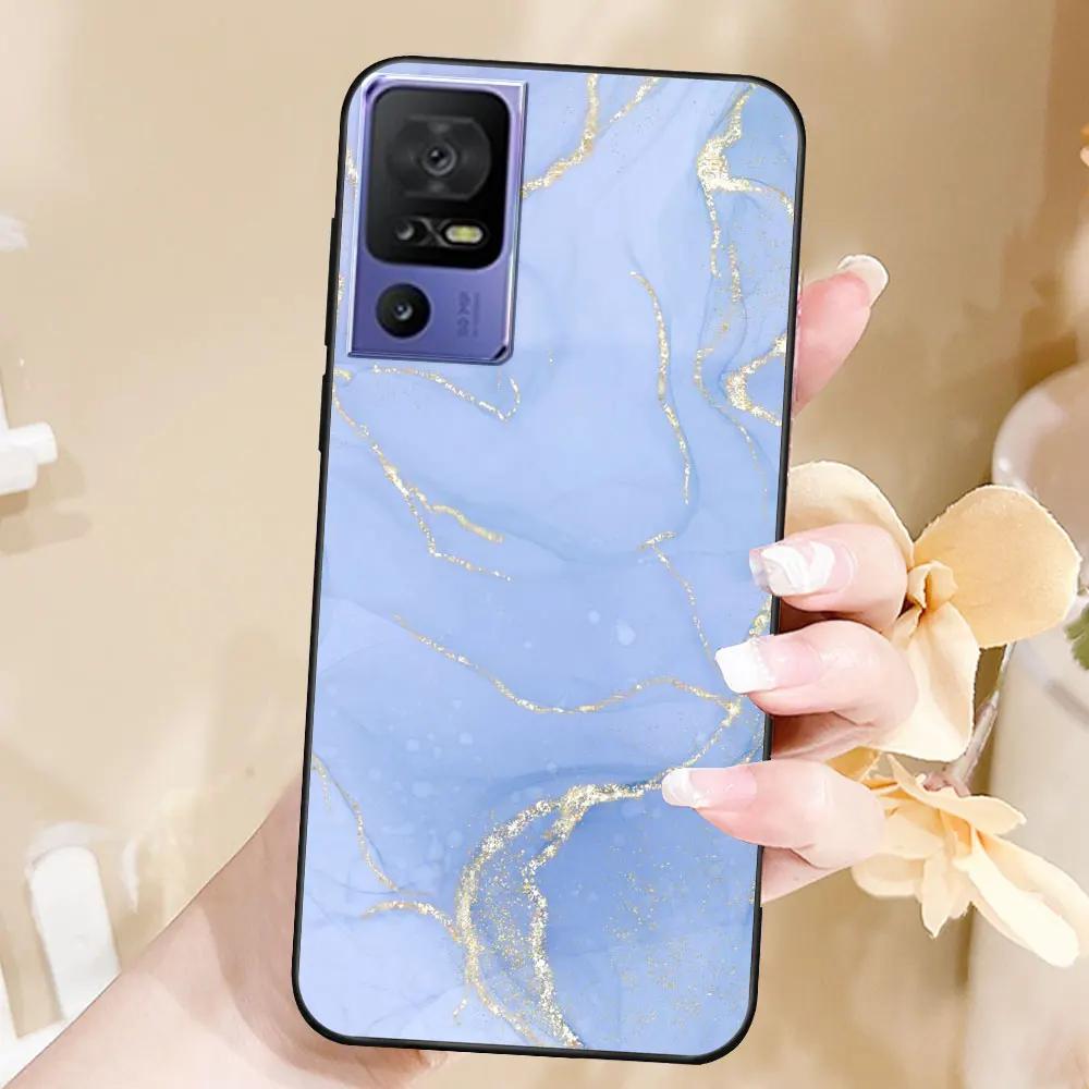 Case For TCL 40 SE Coque TPU Soft Silicone Fashion Phone Funda For TCL 40 SE Back Cover Floral Case Luxury Capa Marble Bumper