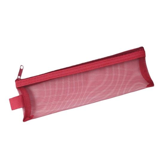 2PCS Pencil Case, with Zipper Large Opening, Transparent Mesh Fabric Organizer, Lightweight Storage Bag for School Office Travel красный