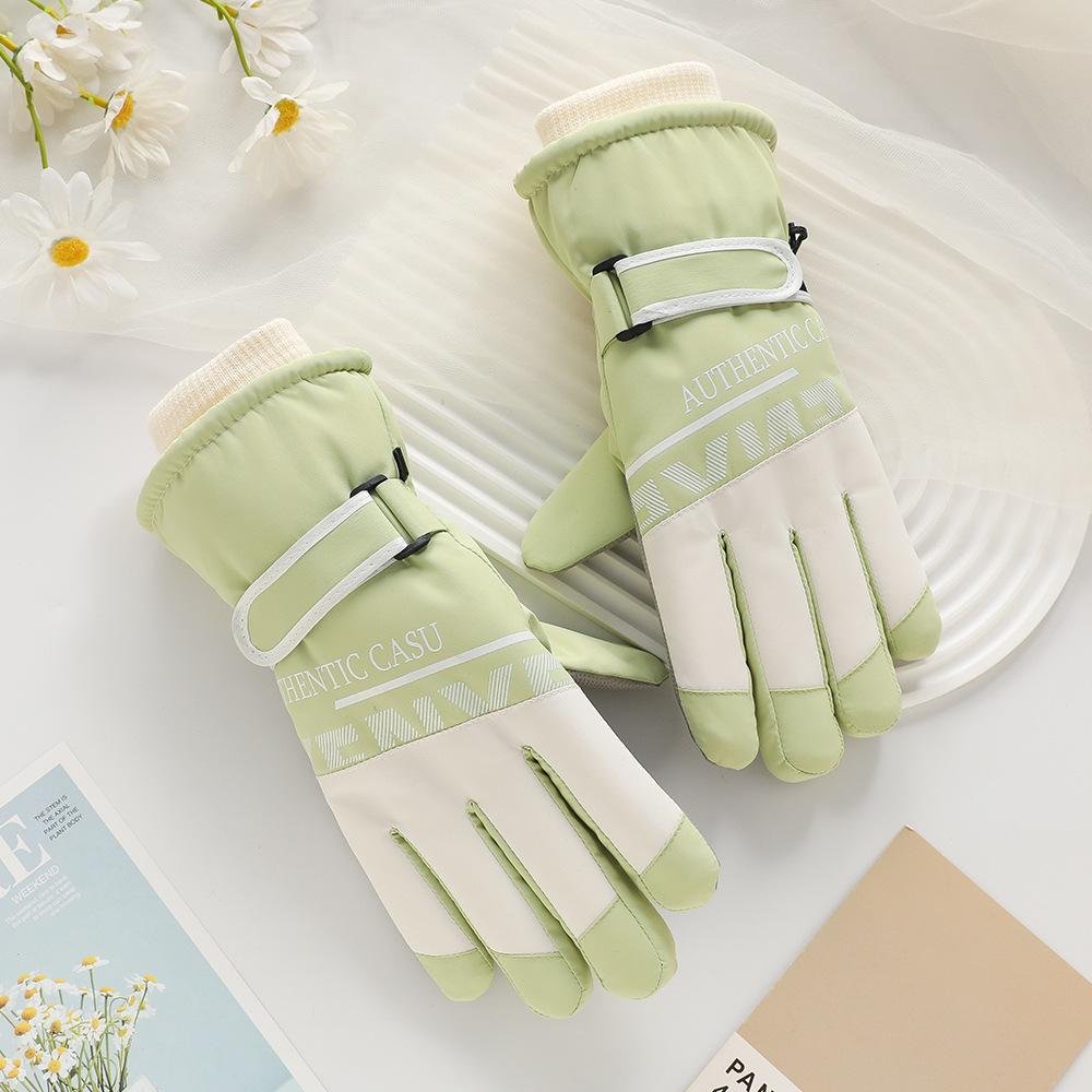 Ski Gloves for Men and Women Outdoor Winter Thickened Windproof Water Splashing Cold and Velvet Touch Screen Riding Warm Gloves