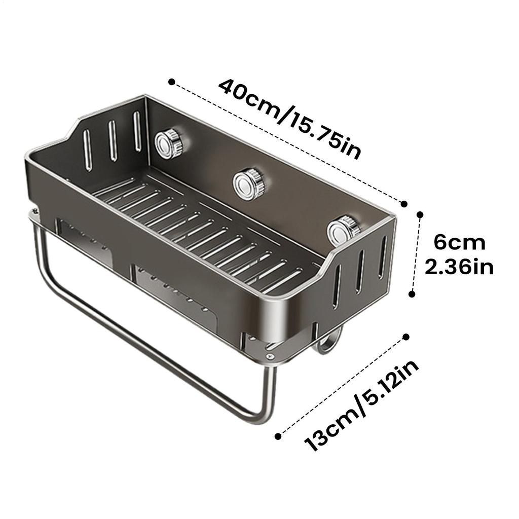 Shower Suction Shelf Wall Basket With Drainage Holes Shower Basket Suction Cup With Hooks And Towel Bar For Home Kitchen Pantry
