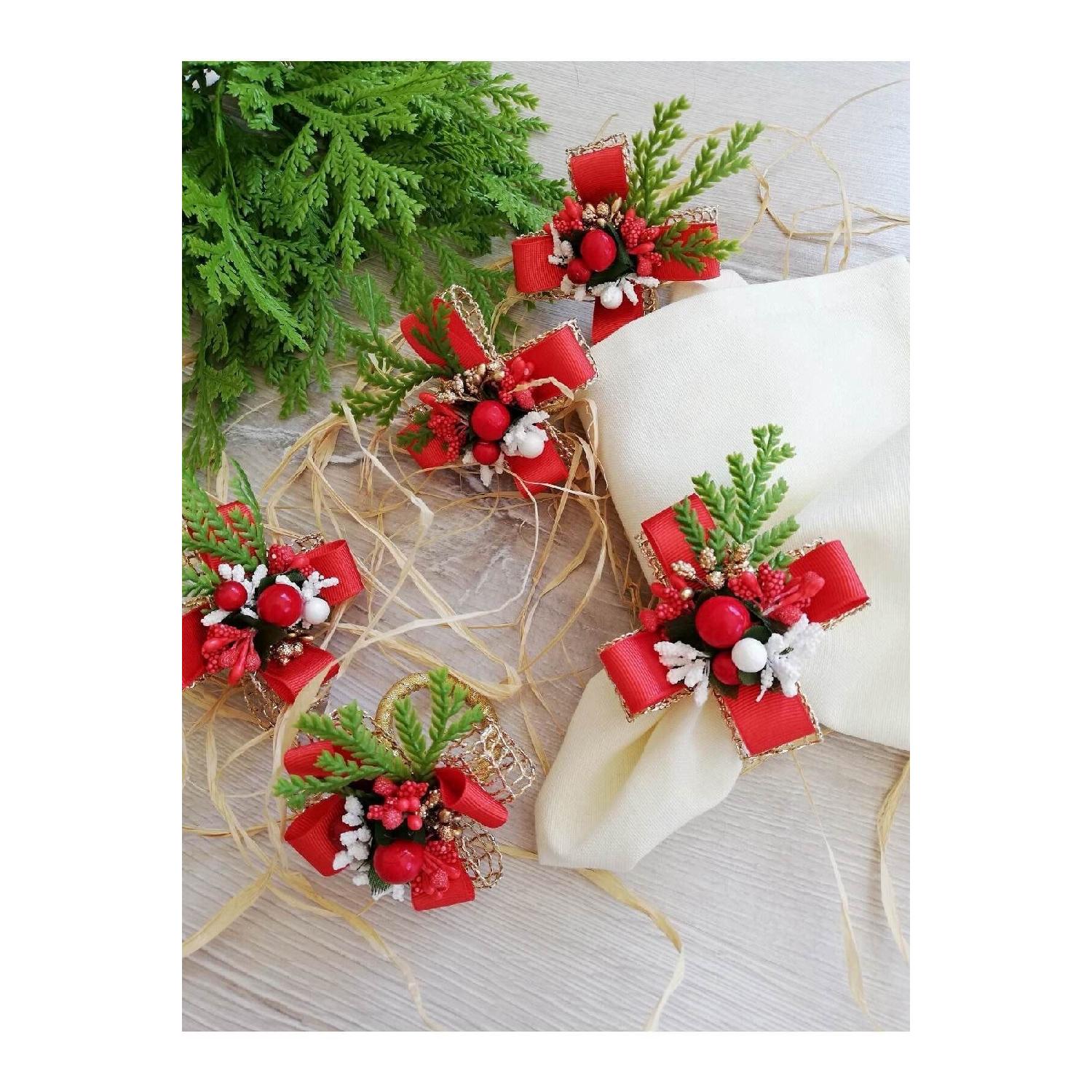 

New Year s Set Of 4 Pine Branch Kokina Napkin Rings золотой