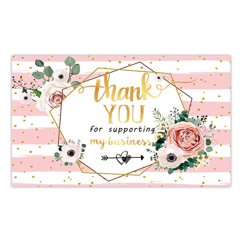 50-Pack Pink Floral Thank You Postcards