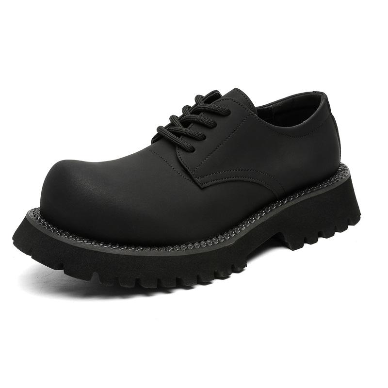 Derby shoes men's trendy shoes British style heightening round head leather shoes high sense big head Mickey shoes 91019-J