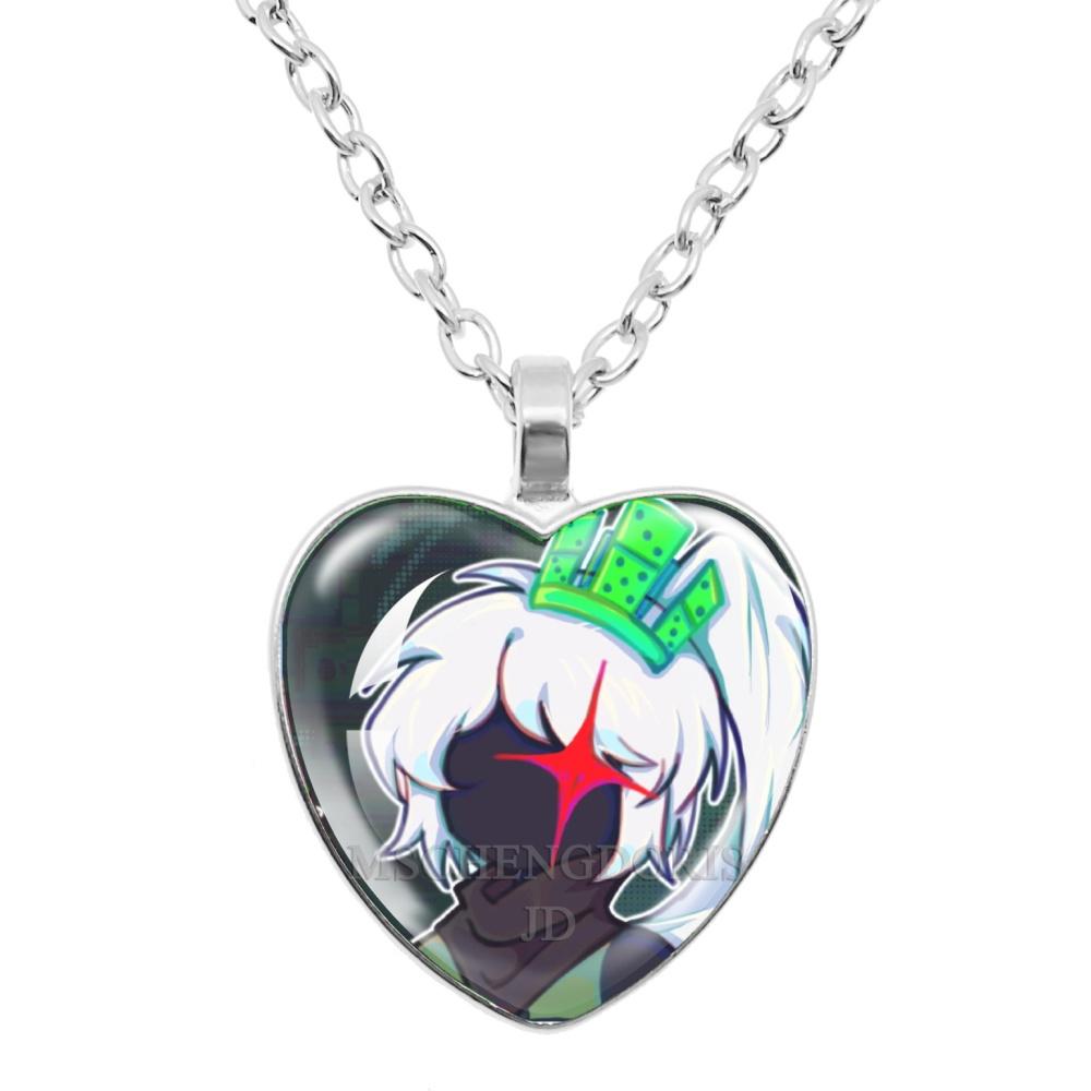 Game FORSAKEN 1x1x1x1 Cartoon Characters Funny MeMe Glass Heart Shape Pendant Necklace Jewelry Charm Collect Giftlry