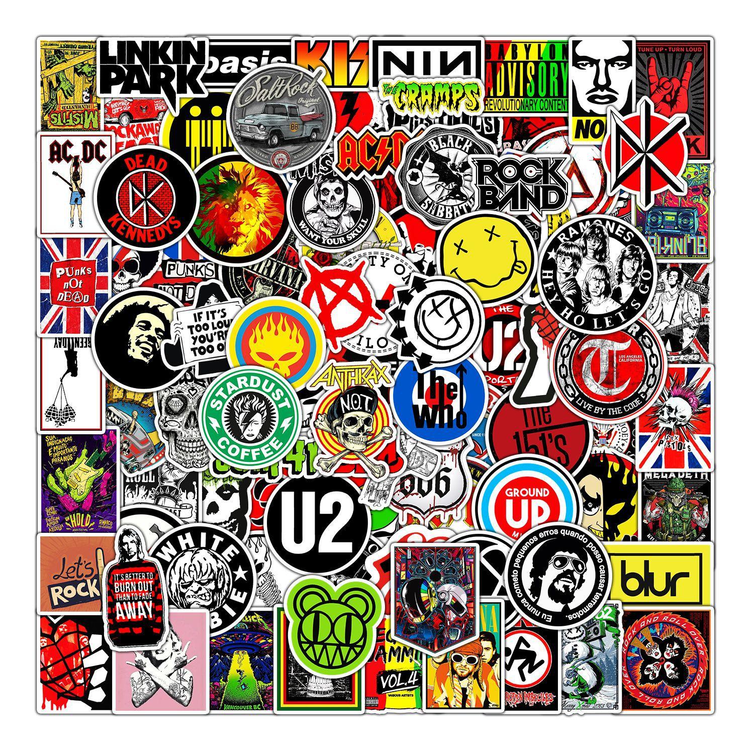 100 Stuks Classic Rock Stickers DIY Stickers Scrapbooking Telefoon Bagage Skateboard Waterdichte Decals veelkleurig
