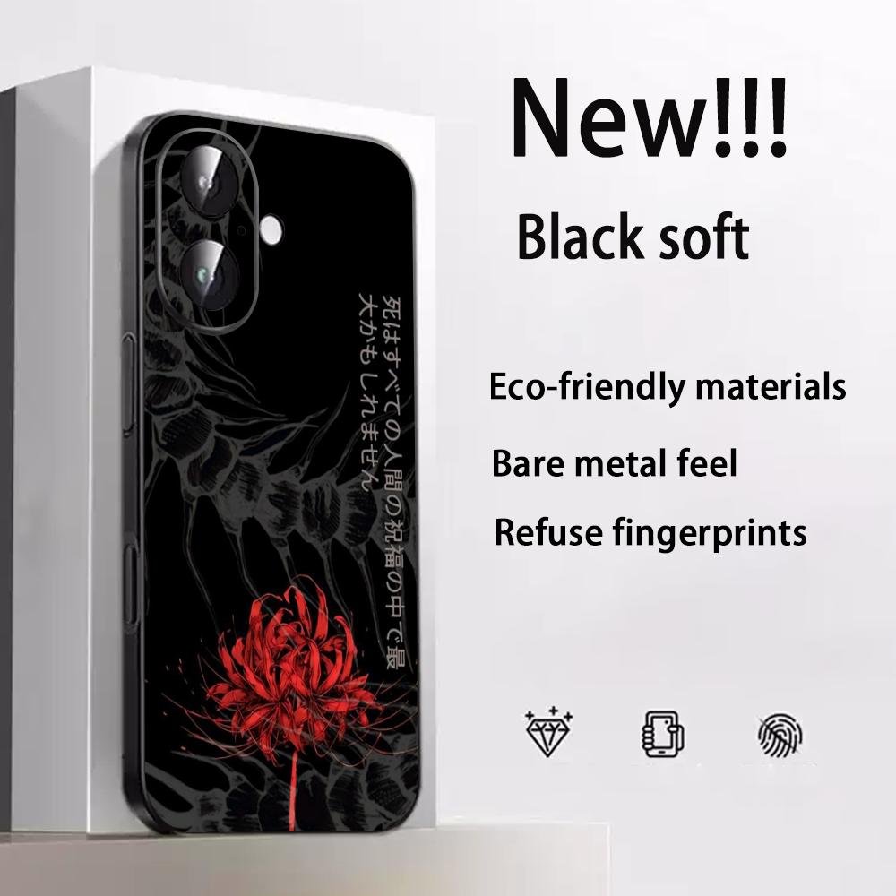 Art Red spider lilys japan design Phone Case For iPhone 17 16 e 15 14 13 12 Plus Mini Pro Max Soft black Shockproof Cover