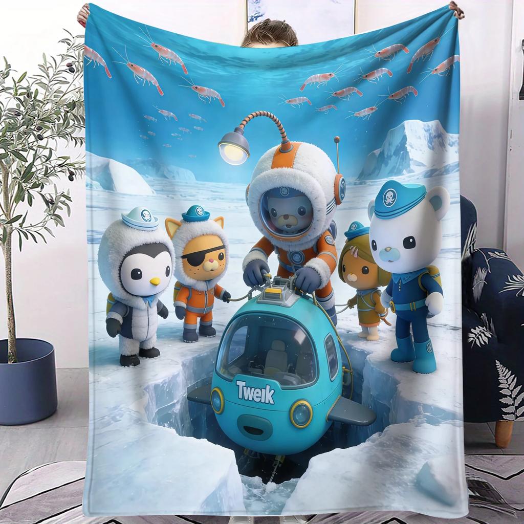 Octonauts Ice Expedition Polar Style Cartoon Print Fleece Blanket for Kids Boys Girls Warm Quality Blanket for Home Travel Picni
